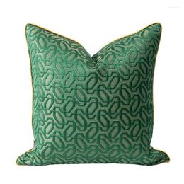 Pillow Chinese Style Geometric Cover Couch Decorative Case Art Home Luxury Green Colour Gold PU Patchwork Sofa Coussin