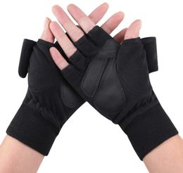 Outdoor warm Fingerless Gloves Polar Fleece Thermal Soft plushed warmer mittens For winter windproof bike cycling ski cycling running working glove