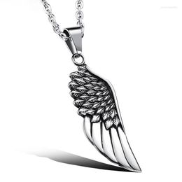 Pendant Necklaces Fashion Angel Wing Necklace For Men Punk Hip Hop Stainless Steel Handsome Boy Party Jewelry Gift