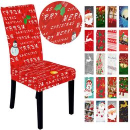 Chair Covers 1pcs Christmas Elastic Dining Room Seat Cover Dust Proof Protective For Xmas Party Decor