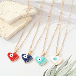 Colorful Enamel Wing Heart Shape Evil Eyes Pendant Jewelry Lucky Turkish Blue EyeNecklace for Womens