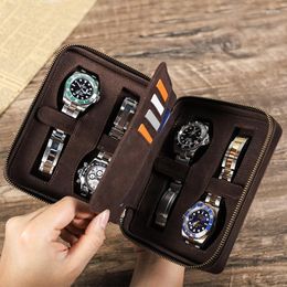 Watch Boxes Luxury Men's Travel Pouch Box Case Multifunction Portable Srtaps Bags Leather Card Credit Holder Fashion Men Unique Gifts