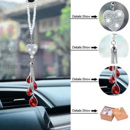 Interior Decorations Car Rearview Mirror Pendant Glittering Heart Crystal Ornaments Accessories