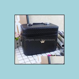Cosmetic Bags Women Noble Crown Big Capacity Professional Makeup Case Organiser High Quality Cosmetic Bag Portable Brush Storage Box Dhbam