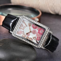 Top Luxury Brand Women's Quartz Watch Fashion Versatile Rose Element Diamond Stainless Steel Case Women's Leather Watches