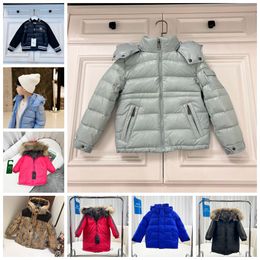 Brand Winter Down Coat Boys Girls downs Jackets Button zipper Letter Outdoor kids designer Multicolor coats Woollen Warm Snowsuit Hooded Outerwear Long Coat jacket