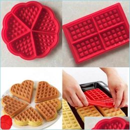 Baking Moulds Baking Mods Family Sile Waffle Mould Maker Pan Microwave Cookie Cake Muffin Bakeware Cooking Tools Kitchen Accessories Dhrhy