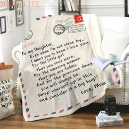 Blankets SUGAN Letter Design Blanket To My Daughter/Wife/Son/Girlfriend Warm Cosy Throw For Bed Sofa Couch Birthday Gifts