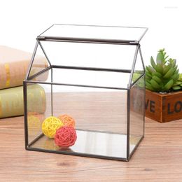 Jewellery Pouches Geometric Glass Terrarium Box Handmade House Shape Close Table Top DIY Display Planter With Swing For Succulent Y08E