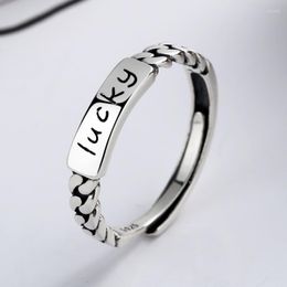 Wedding Rings 2022 S925 Sterling Silver Ring Good Luck Retro For Women Twist Tide Open Adjustable Party Gift Jewelry