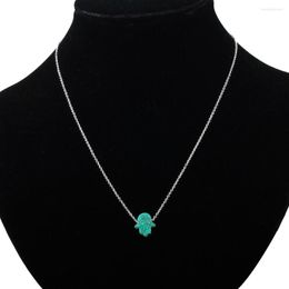 Pendant Necklaces 11 13mm Hand Opal Necklace 925 Sterling Silver OP11 Green Hamsa
