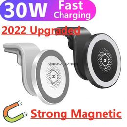 Fast Charge 30w Magnetic Wireless Chargers Car Air Vent Stand Phone Holder Charging for Macsafe iphone 12 13 Pro Max Qi Charger