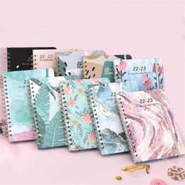 Agenda Book Schedule A5 Coil Notepads Creative Flower Pattern Planner Reminder Timetable Desk Diary Notebook