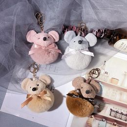 Keychains Soft Cute Plush Mouse Keychain Creative Fur Ball Doll Pendant Annual Meeting Gift Handbag Decoration