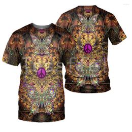 Men's T Shirts Hippie 3D Printed 2022 Fashion Summer Harajuku T-shirt Unisex Top O-Neck Short Sleeve Style-H18