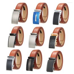 Belts 3.5cm Width Mens Genuine Leather Belt High Quality Automatic Buckle Fashion Luxury Metal Cowhide Red Brown G361