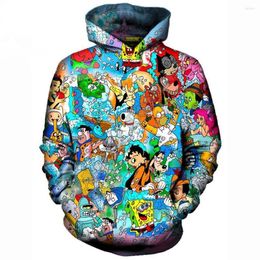 Shirts Men's T 90S Cartoon Collage 3D Printing Funny Anime Fashion Cute Hoodie Sweatshirt Boys And Girls Casual Spring Autumn 394