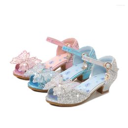 Flat Shoes Butterfly Girls High Heel Sandals For Kids Summer Sequin Little Girls' Wings Glitter Princess Child Dress