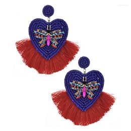 Dangle Earrings ZHINI Ethnic Boho Colourful Long Tassle For Women Handmade Zircon Dragonfly Drop Earring Statement Jewellery Brincos