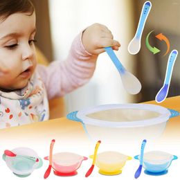 Bowls 2pcs/set Silicone Baby Feeding Bowl Tableware For Kids Waterproof Suction With Spoon Children Dishes Kitchenware Stuff