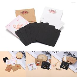 Jewellery Pouches 30Pcs/lot 3Color 5 5cm Flower Earrings Necklaces Kraft Paper Hanging Square Display Card For DIY Crafts