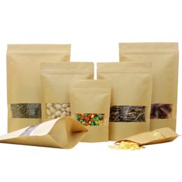 sealing window opening kraft Packaging Bags paper tea nut dried fruits sealed food bag LK339