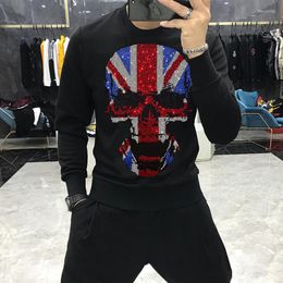 Men's Hoodies Winter Men's Super Dalian Hoodie Warm Thicken Comfortable Fabric Drill Skull Sweatshirt Long Sleeve