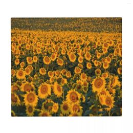 Table Mats Dish Drain Mat Pad Sunflowers Field Kitchen Drying Tableware Dishwaser