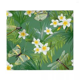 Table Mats Dish Drying Mat For Kitchen Drainer Tropical Floral Dragonflies Jungle Palm Tree Leaves Flower Microfiber Cushion Pad Dinnerware