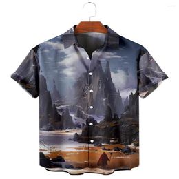 Men's Casual Shirts 2022 Men's Trend Harajuku Spring/Summer Plaid Shirt Short Sleeve Chest Pocket Design Fashion Print Button 60