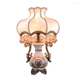 Table Lamps European Ceramic Fabric Tassel Lamp For Foyer Bedroom Study Wedding Vintage Rural Porcelain Light 55cm 2371
