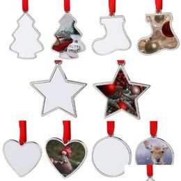 Christmas Decorations Sublimation Blank Heat Transfer Metal Christmas Pendant Hanging Ornaments Xmas Tree Decor For Wedding Party Dr Dhapz