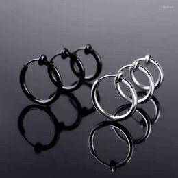 Hoop Earrings 1 Pair 2.0mm Stainless Steel Spring Clip For Men/Women Painless Fake Simple Ear Jewellery