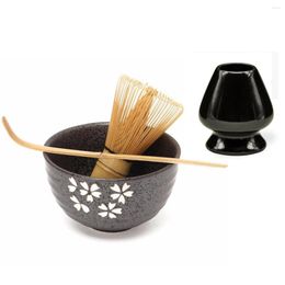 Bowls Handmade Traditional Matcha Starter Kit Natural Bamboo Whisk Scoop Ceremic Chawan Bowl White Chasen Holder Reshaper Japanese Set