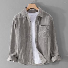 Men's Casual Shirts Winter Fall Fashion Men Classic Vintage Corduroy Long Sleeve Button Up Jackets Teen Solid Color Simple Tops Blouse