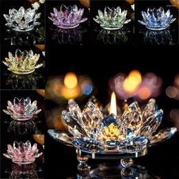 Candle Holders Crystal Lotus Flower Tealight Holder Glass Table Decoration Centrepieces Buddhist Candlestick