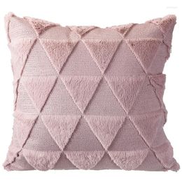 Pillow Pink Furry Covers Soft Plush Fleece Decorative Pillowcase Textured Knitted Case For Sofa Couch Bed Chair Car