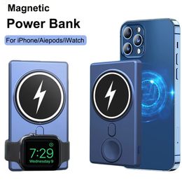 5000mAh Magnetic Power Bank For Iphone 13 12 Pro Max Apple Watch Airpods Pro Induction Wireless Fast Charging External Battery