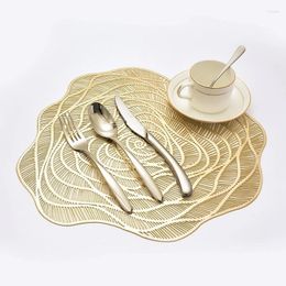 Table Mats Mat Solid Colour Hollow Out Flower-Shaped Placemat Heat Insulation Pad Decorative For Home Restaurant