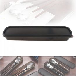 Flatware Sets Universal Black Portable PP Cutlery Receptacle Tableware Storage Box With Silicone Pad