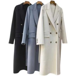Ladies Woollen Coats Max Designer Thermal Coat Luxury Thick Long Cashmere jacket All Match Windbreaker