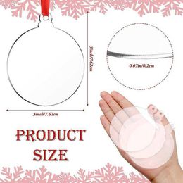 24 parça 3inch şeffaf net daire Noel hangtag diy boş yuvarlak akrilik Noel ağaç süsleri kolye fy2407 1030