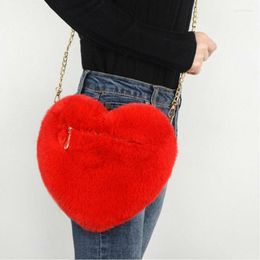 Storage Bags Fashion Women Heart-Shaped Storag Bag Plush Shoulder Valentine Day Gift