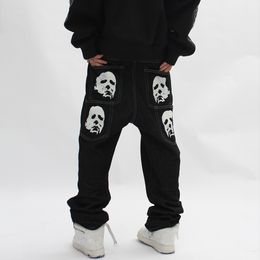 Jeans da uomo Michael Myers Baggy Man Trendyol Pantaloni scheletro da uomo Y2k Stampa Hip Hop Oversize Vintage Streetwear Larghezza gamba larga