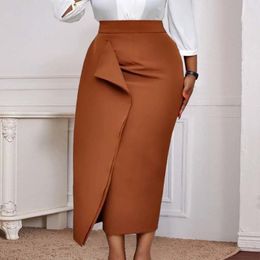 Skirts Package Hip Skirt Women High Waist One-step Mid-length All-match Temperament Solid Color Elegant Office Dress 2022