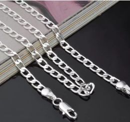 Men's Jewellery 925 Sterling Silver Plated 4MM 16-24inches Chain Necklace Hiphop Jewellery