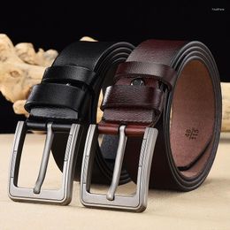 Belts Peikong Men's Genuine Real Leather Business Fashion Retro Belt Alloy Pin Buckle Jeans Wild
