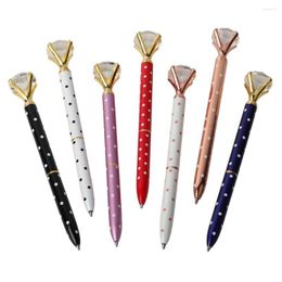 7PCS/LOT Kawaii Ballpoint Pen Big Gem Metal Ball With Large Diamond Blue/Black Magical Fashion School Office Supplies