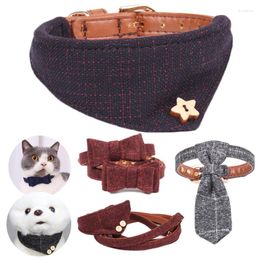Dog Collars Collar Leash Pet Cat Accessories Leather Collier Chien Bow Tie Goats Bandana Luxury Personalized For Small Large Teddy Pug