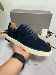 Designer Suede Leather Mens Womens Casual Dress Shoes Lace Up Loro Walk Luxury Sneakers Nubuck BRUNELLO Mocassin Big Leisure Shoes Size 35-46